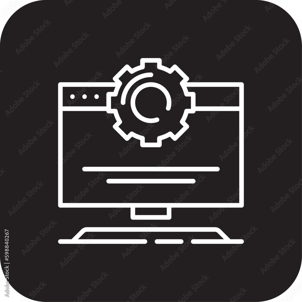 Computer Setting Information technology icon with black filled line style. gear, settings, industry, engine, tool, machine, mechanical. Vector illustration Computer Setting Information technology icon with black filled line style. gear, settings, industry, engine, tool, machine, mechanical. Vector illustration