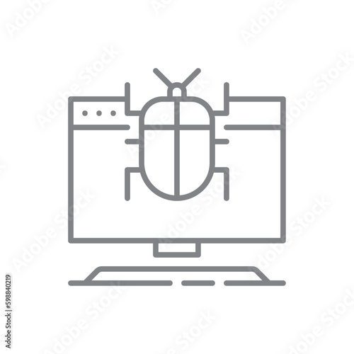 Bug Fixed Information technology icon with black outline style. fix, malware, repair, error, website, insect, app. Vector illustration