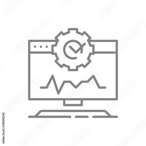 Windows Diagnostic Information technology icon with black outline style. window, monitor, internet, software, web, diagnosis, screen. Vector illustration