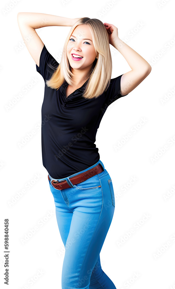 Beautiful happy smilling young woman isolated. Generative AI. Beautiful happy smilling young woman isolated. Generative AI.
