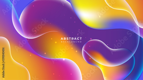 Abstract colorful liquid wavy shapes futuristic banner. Glowing retro waves vector background