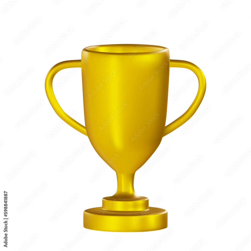 Render of the golden cup icon for the award. Vector 3d illustration Render of the golden cup icon for the award. Vector 3d illustration