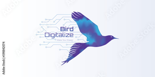 bird digitalize concept logo, technology logo, modern logo, future logo