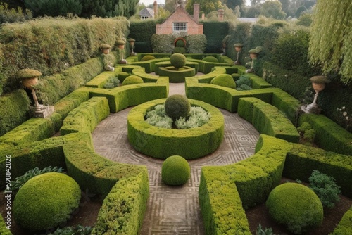 Beautiful English style garden with hedges, & symmetrical type design, with a large open green lawn for parties & open air activities. The garden is designed with European flair, class and tradition.