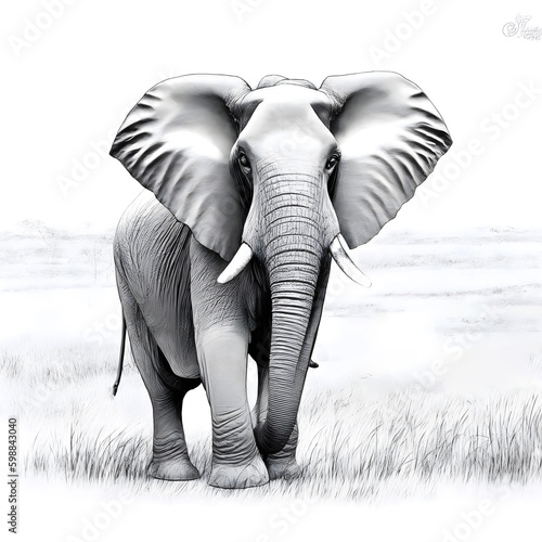 elephant in the wild sketch art - Generative Ai