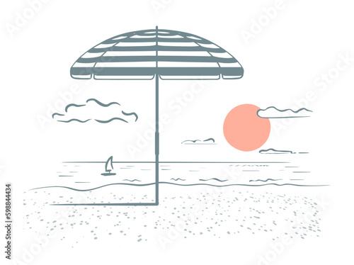 sketch summer beach sea sun vector eps10