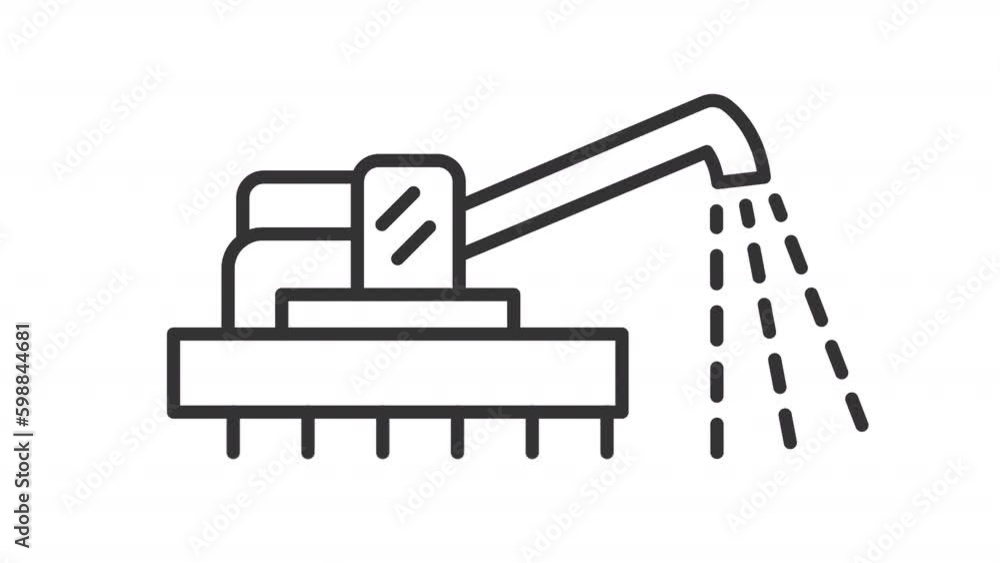 Mechanized agriculture animation. Animated harvester machine line icon. Combine harvester. Seamless loop HD video with alpha channel on transparent background. Outline motion graphic animation Mechanized agriculture animation. Animated harvester machine line icon. Combine harvester. Seamless loop HD video with alpha channel on transparent background. Outline motion graphic animation