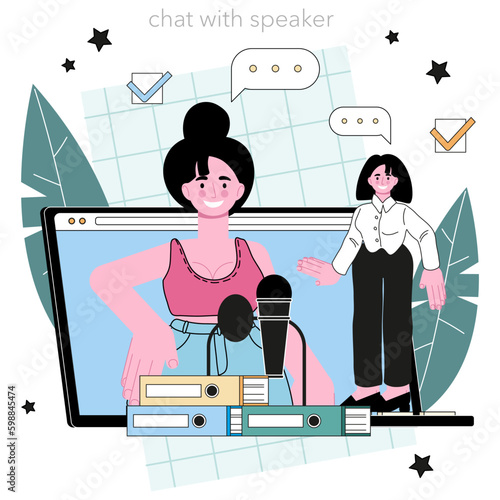 Speaker online service or platform. Radio announcer, actor dubbing