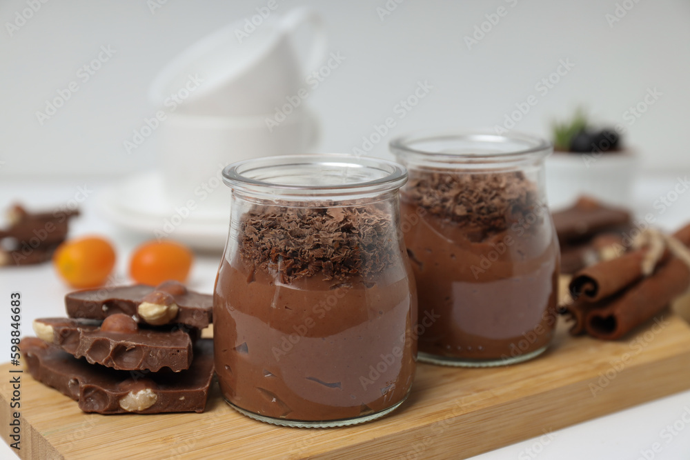 Concept of delicious and sweet food - chocolate mousse Concept of delicious and sweet food - chocolate mousse