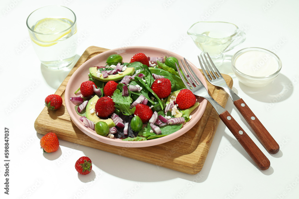 Concept of tasty food, salad with strawberry Concept of tasty food, salad with strawberry
