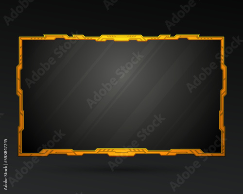 Futuristic elegant golden live stream overlay webcam gui screen panel border frame template