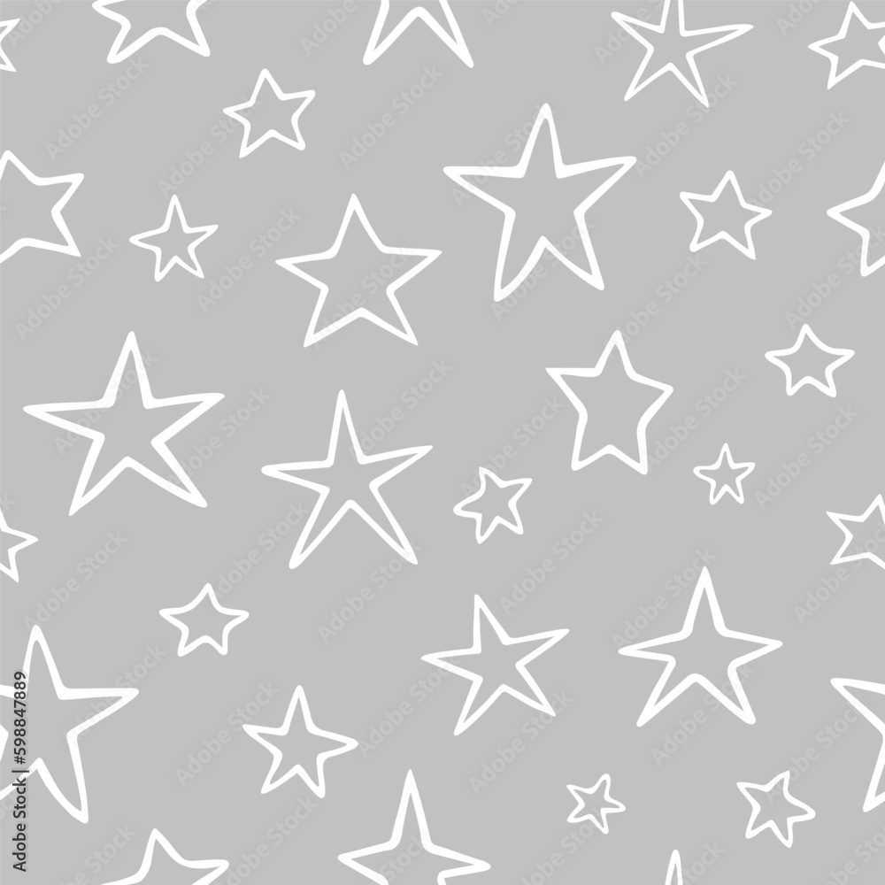Vector seamless pattern with cute stars. Hand drawn, doodle style. Design for fabric, wrapping, stationery, wallpaper, textile. Vector seamless pattern with cute stars. Hand drawn, doodle style. Design for fabric, wrapping, stationery, wallpaper, textile.