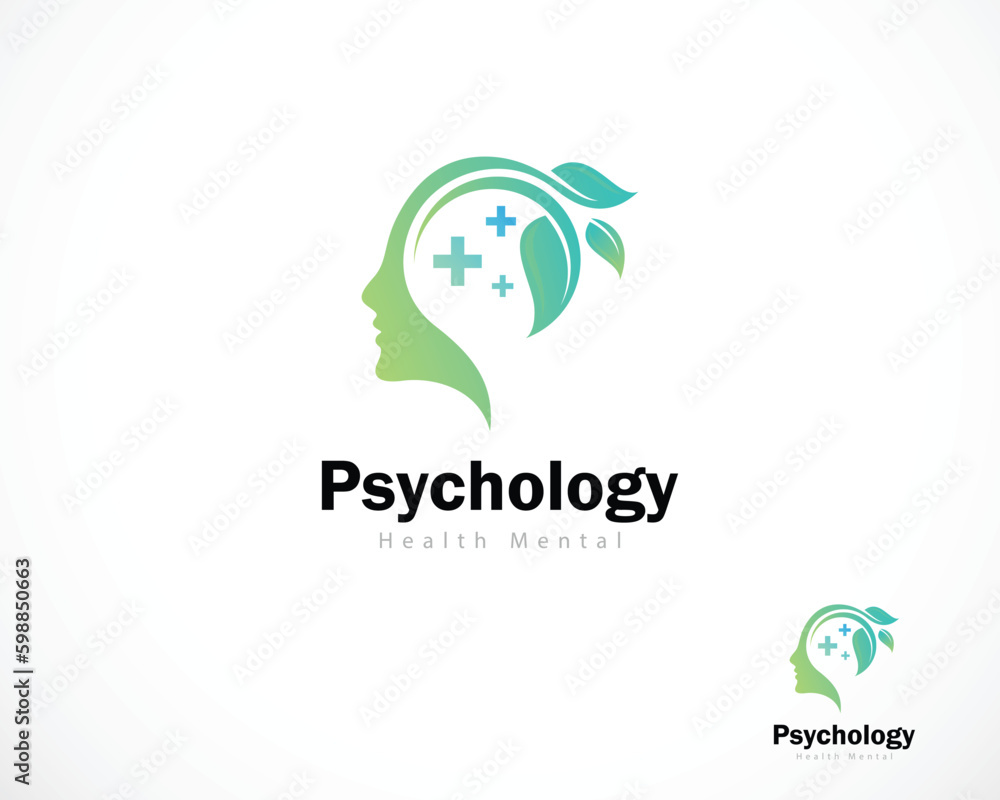 Fototapeta premium psychology logo creative nature leaf health mental design modern