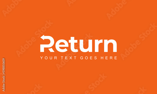logotype typography logo called 'Return' with the letter R as left arrow in orange background