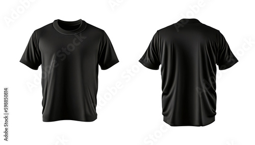 Black Color T-shirt Mockup Templates isolated on white background. Perfect for showcasing designs, logos, and Clothing Design, Print-on-Demand, Online Sales, E-commerce, Generation AI