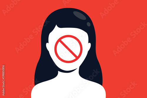 ban picture for women. gender discrimination. flat vector illustration.