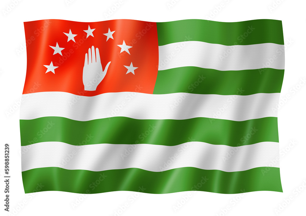 Abkhazian flag isolated on white