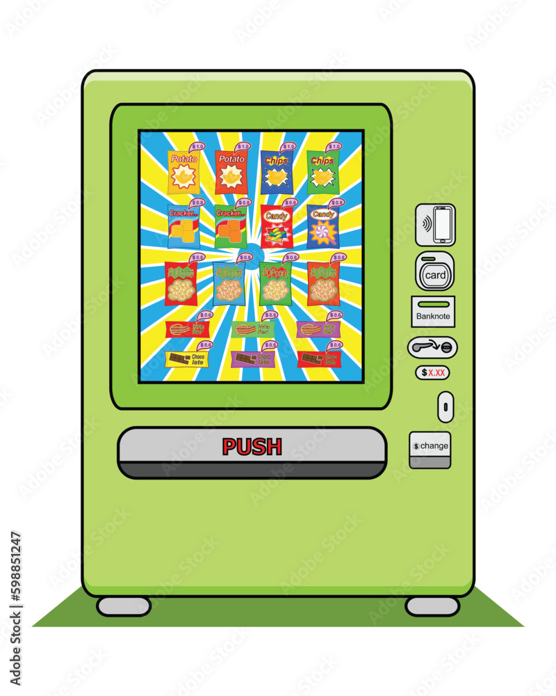 Green color LCD display and touch screen snack vending machine display ...