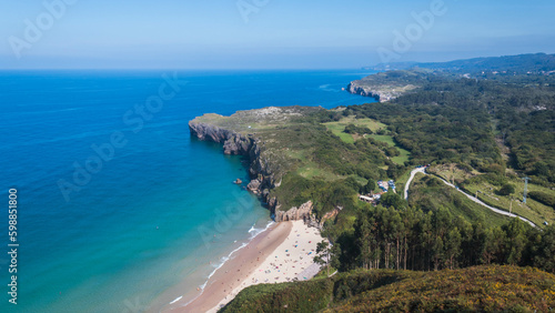 Panoramic view of Playa de Andrin from Mirador de la Boriza, Asturias, Spain © Silvia