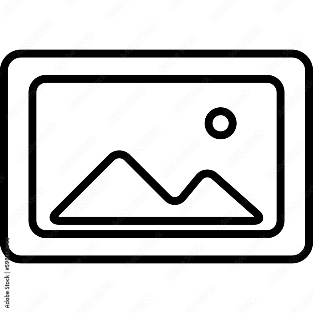 Pictured Framed Outlined Symbol Icon Pictured Framed Outlined Symbol Icon