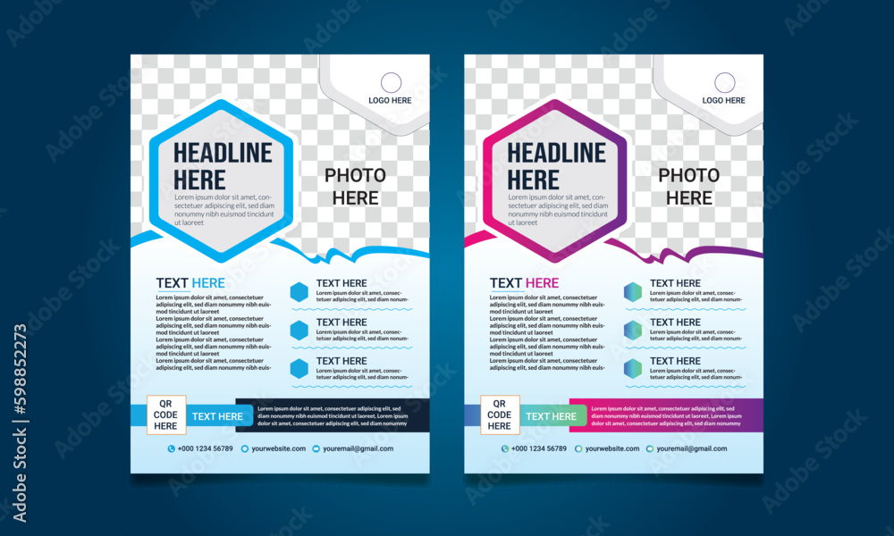 Modern Corporate Business A4 vector two Flyer Design for corporate, agency, business company 