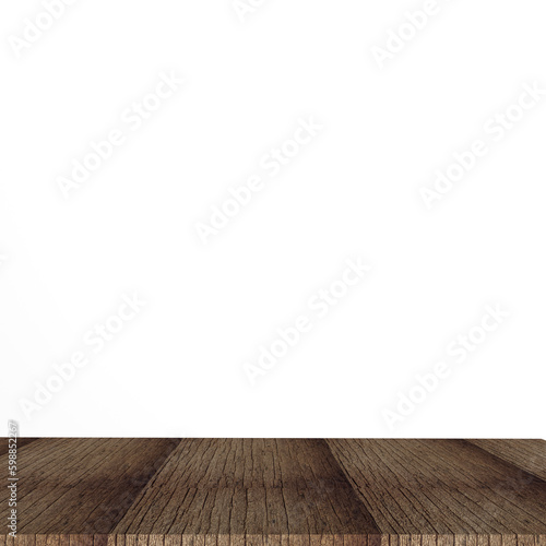 The Old Wood table top, shelf or counter surface isolated on isolated white background