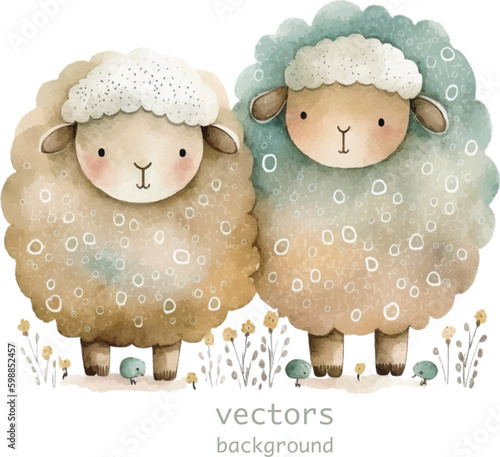 sheep nature watercolor neutral colors for kids simple drawing childish cute 