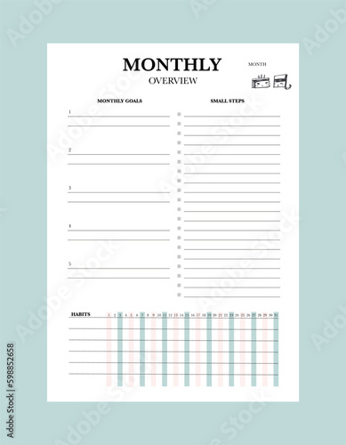  monthly planner. Cute style with Sean and Sea partners. Plan your day make dream happen.