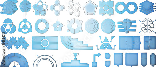 Best Vector file for Powerpoint presentation. Inforgraphic diagram design set can be used for business project, for annual report, web design. Startup concept. Option chart, process chart, timeline.