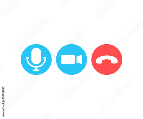 Video call icon set logo design. Collections buttons of online video chat app, internet talk, call technology. Set of Video call icons. Video conference vector design and illustration.