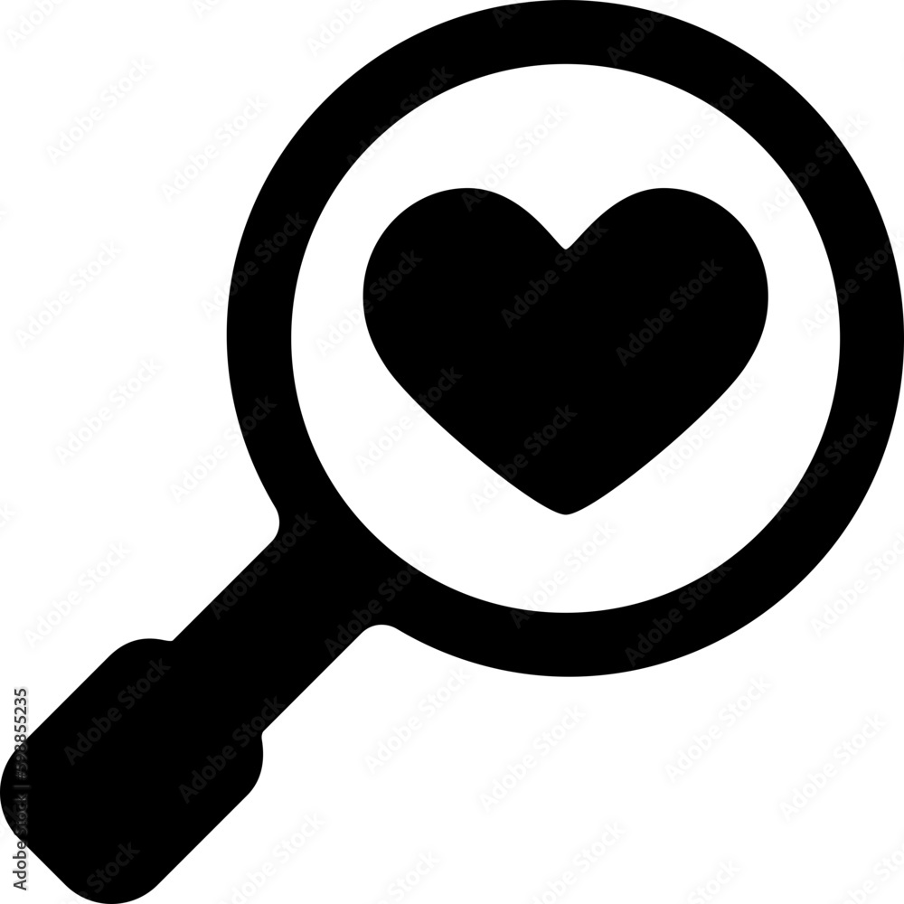 Magnifier With Heart Icon Magnifier With Heart Icon