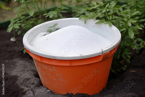 Ammonium nitrate in a container. AI Generated