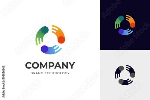 circle dots or points logo design template. Geometric dot for circle science medicine sign, technology elements, Universal energy tech planet star atom vector icon design