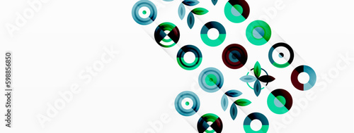 Colorful circles in a grid composition abstract background. Design for wallpaper, banner, background, landing page, wall art, invitation, prints, posters