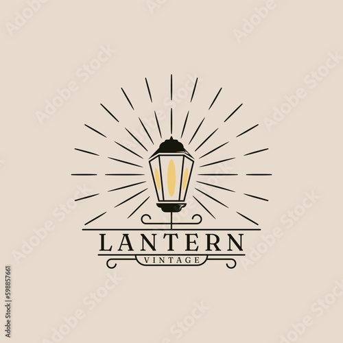 Lantern logo line art or vintage design with minimalist style