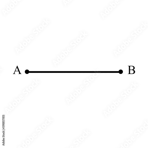 Straight line segment AB. Mathematics. Geometru. Science. Line illustration. Segment icon illustration