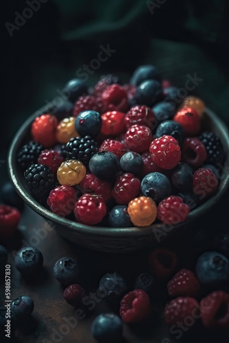 Fresh delicious berries background  generative ai