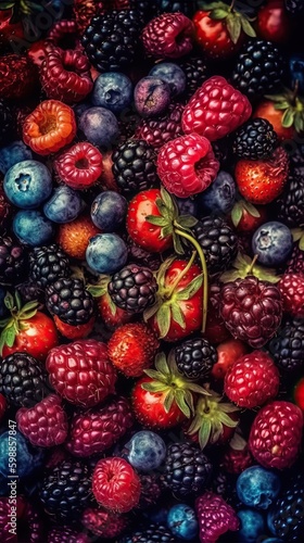 Fresh delicious berries background  generative ai