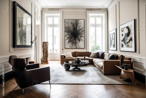Elegant classic interior with a sofa, generative ai photo