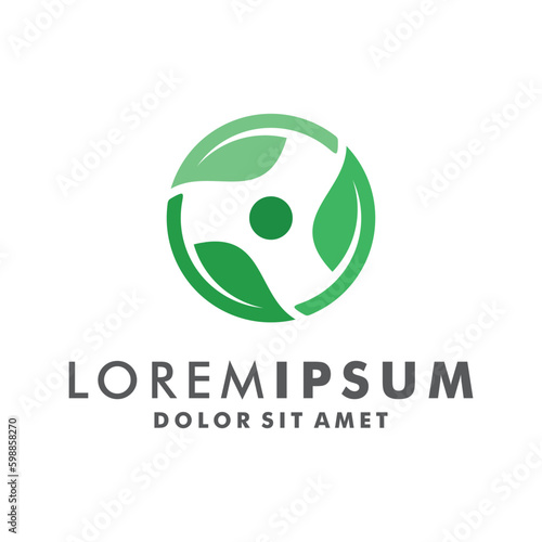 Circle Leaf Logo design nature vector illustration