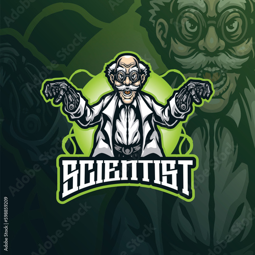scientist mascot logo design vector with modern illustration concept style for badge, emblem and t shirt printing. mecha scientist illustration for sport and esport team.