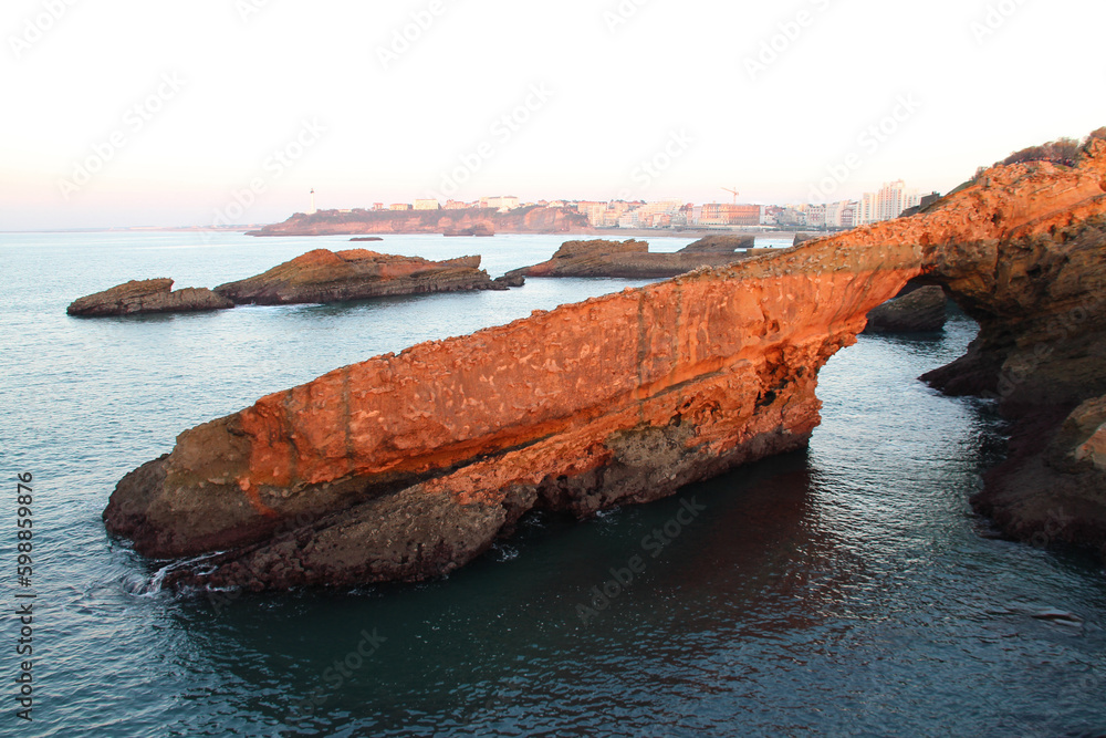 Fotografie atlantic coast and ocean in biarritz at pays basque in france