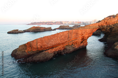 atlantic coast and ocean in biarritz at pays basque in france  photo