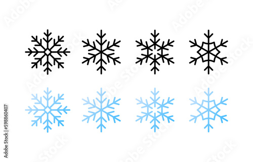 Snowflake icon set in flat. Snowflake icon. Snow  flake  frozen  star. Vector