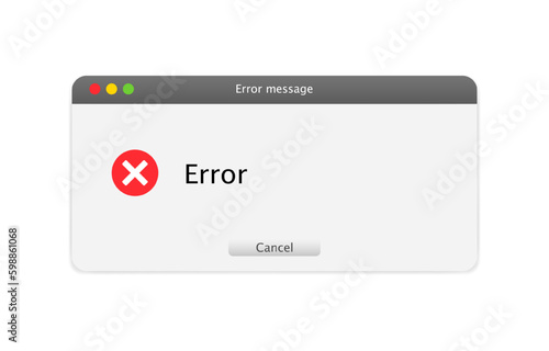 Error. Flat, color, error notification. Vector illustration.