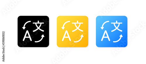 Translator. Flat, color, online translator. Vector icons.