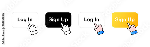 Authorization buttons. Flat, color, authorization button for the site. Vector icons.