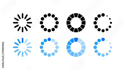Loading. Flat, color, set of loading icons. Vector icons.