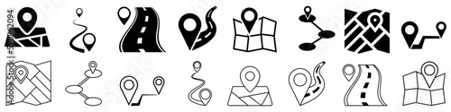 Route Icon vector set. road illustration sign collection. journey symbol. navigation logo.