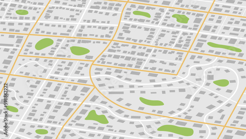 3d illustration map, street town buildings modern urban houses, road direction in digital gps navigation map. Vector isometric for concept business background. vector illustration of roadmap